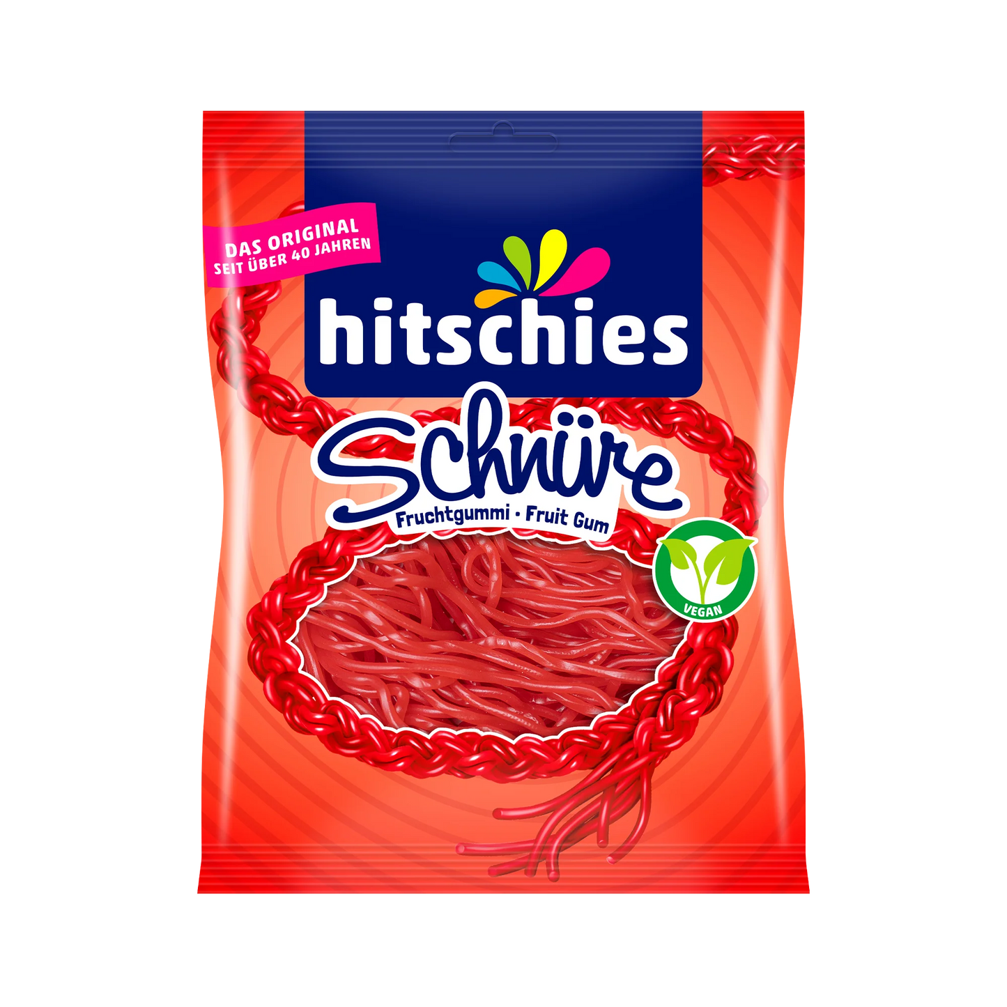 Hitschies Fruchtgummi Schnüre Erdbeere Rot 125g